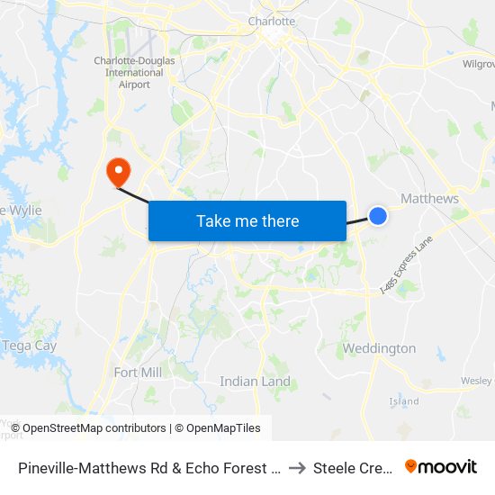 Pineville-Matthews Rd & Echo Forest Dr to Steele Creek map