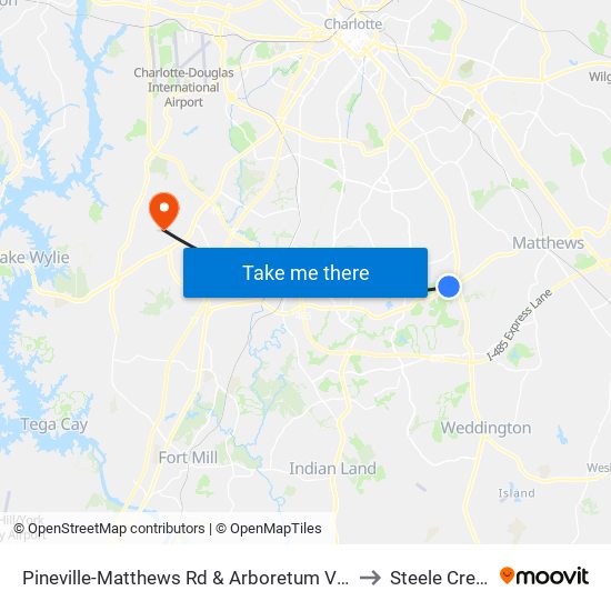 Pineville-Matthews Rd & Arboretum View to Steele Creek map