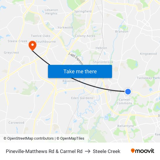 Pineville-Matthews Rd & Carmel Rd to Steele Creek map