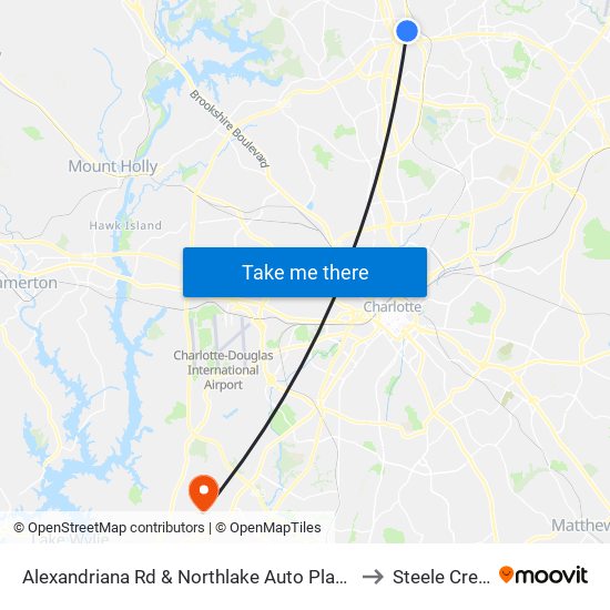 Alexandriana Rd & Northlake Auto Plaza Bv to Steele Creek map