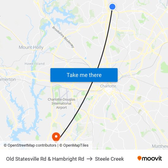 Old Statesville Rd & Hambright Rd to Steele Creek map