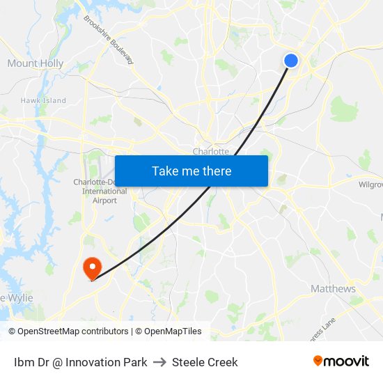 Ibm Dr @ Innovation Park to Steele Creek map