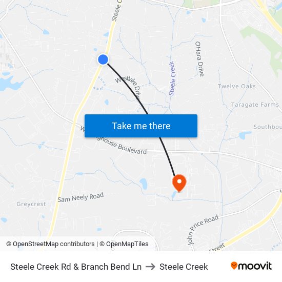 Steele Creek Rd & Branch Bend Ln to Steele Creek map