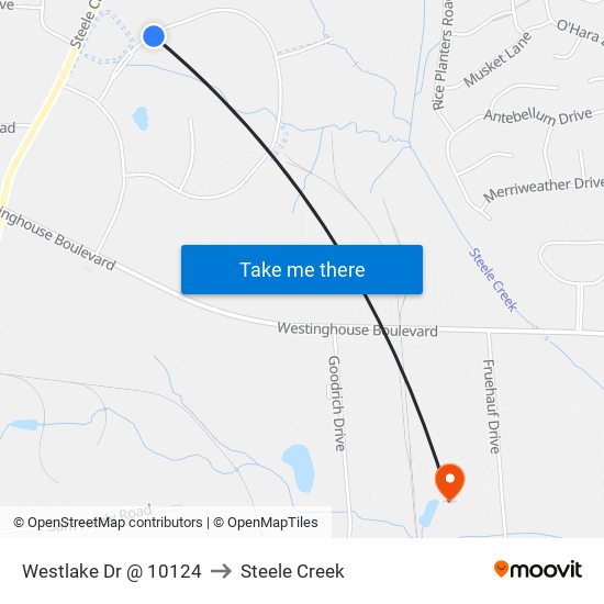 Westlake Dr @ 10124 to Steele Creek map