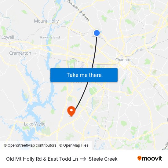 Old Mt Holly Rd & East Todd Ln to Steele Creek map