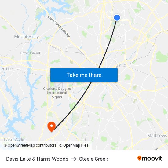 Davis Lake & Harris Woods to Steele Creek map