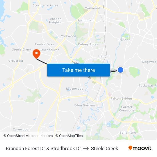 Brandon Forest Dr & Stradbrook Dr to Steele Creek map