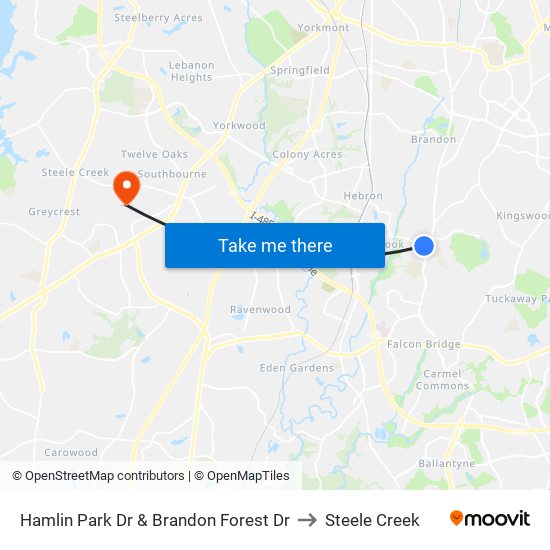Hamlin Park Dr & Brandon Forest Dr to Steele Creek map