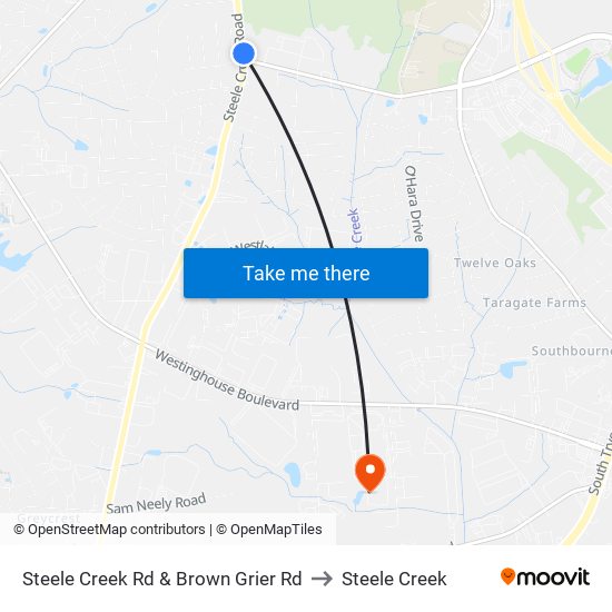 Steele Creek Rd & Brown Grier Rd to Steele Creek map