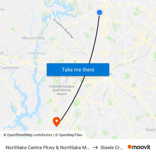 Northlake Centre Pkwy & Northlake Mall Dr to Steele Creek map