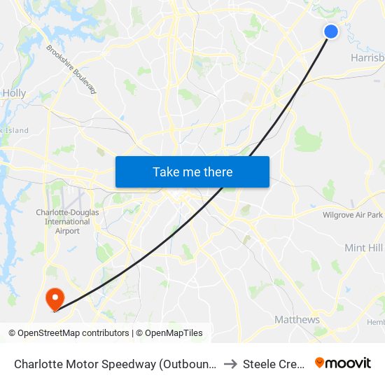 Charlotte Motor Speedway (Outbound) to Steele Creek map