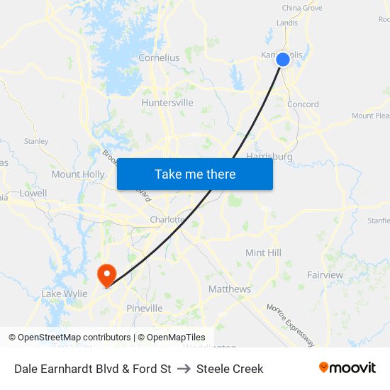 Dale Earnhardt Blvd & Ford St to Steele Creek map