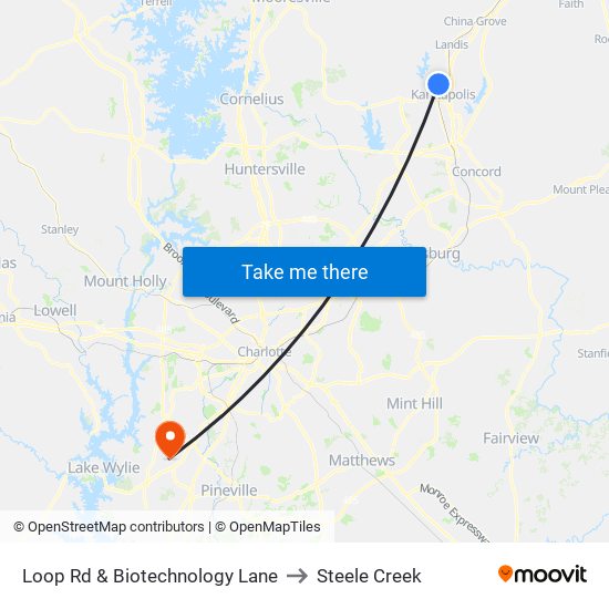 Loop Rd & Biotechnology Lane to Steele Creek map