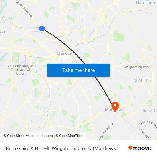 Brookshire & Hovis to Wingate University (Matthews  Campus) map