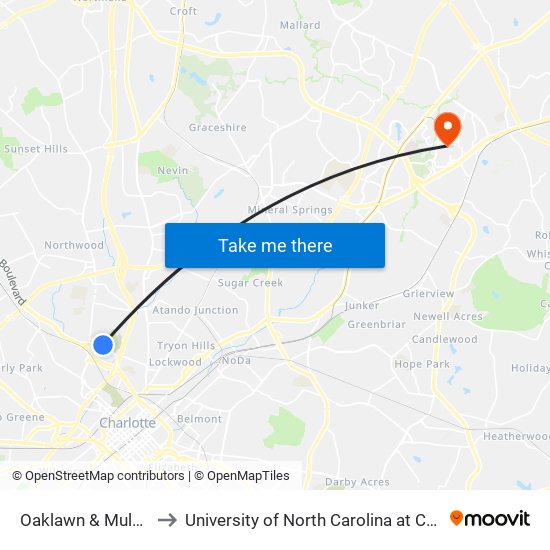 Oaklawn & Mulberry to University of North Carolina at Charlotte map