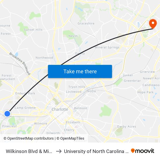 Wilkinson Blvd & Midland Ave to University of North Carolina at Charlotte map