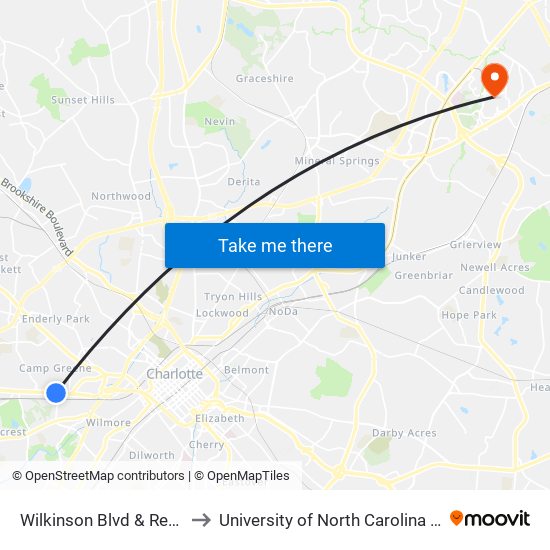 Wilkinson Blvd & Remount Rd to University of North Carolina at Charlotte map