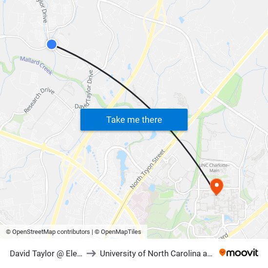 David Taylor @ Electrolux to University of North Carolina at Charlotte map