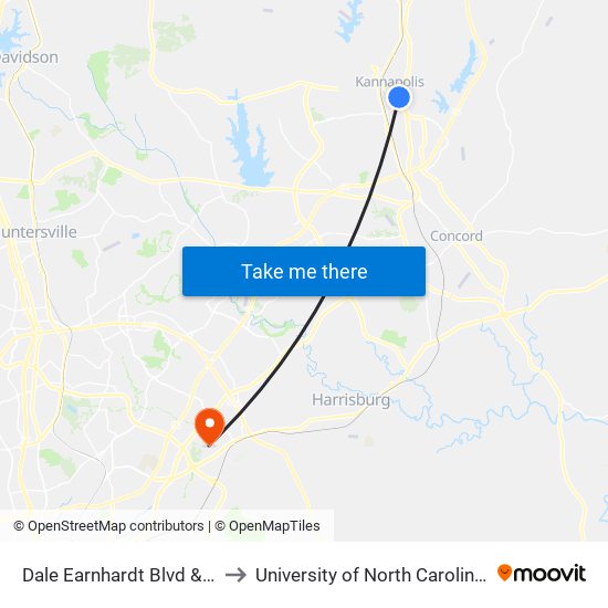 Dale Earnhardt Blvd & Chrysler St to University of North Carolina at Charlotte map