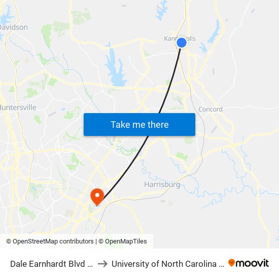 Dale Earnhardt Blvd & Ford St to University of North Carolina at Charlotte map