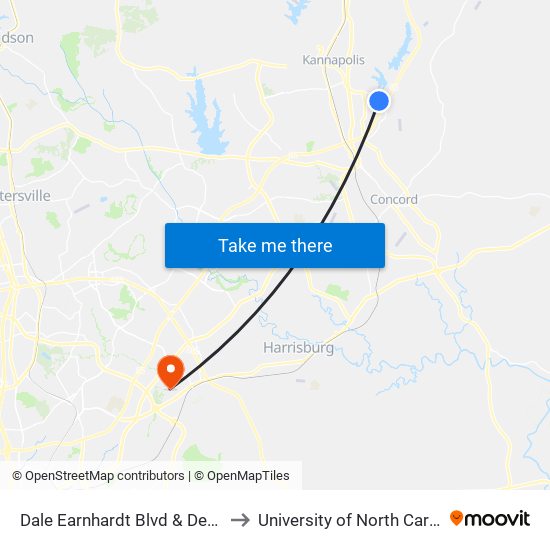 Dale Earnhardt Blvd & Denwood St - Lowes I to University of North Carolina at Charlotte map