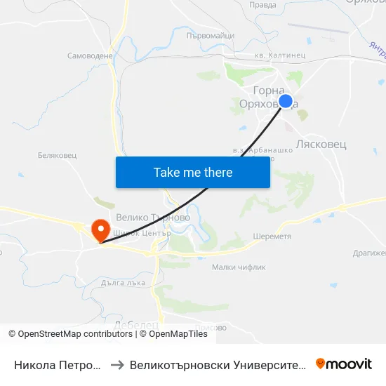 Никола Петров / Nikola Petrov to Великотърновски Университет ""Св. Св. Кирил И Методий"" map