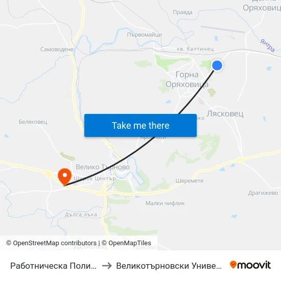 Работническа Поликлиника / Workers Polyclinic to Великотърновски Университет ""Св. Св. Кирил И Методий"" map