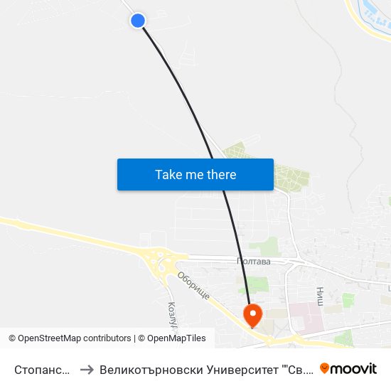 Стопански Двор to Великотърновски Университет ""Св. Св. Кирил И Методий"" map