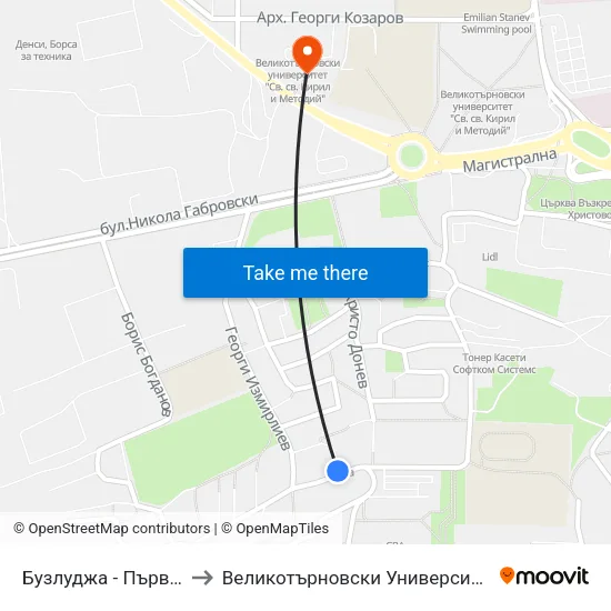 Бузлуджа - Първа / Buzludzha - First to Великотърновски Университет ""Св. Св. Кирил И Методий"" map