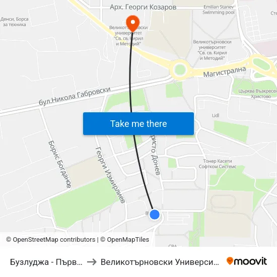 Бузлуджа - Първа / Buzludzha - First to Великотърновски Университет ""Св. Св. Кирил И Методий"" map