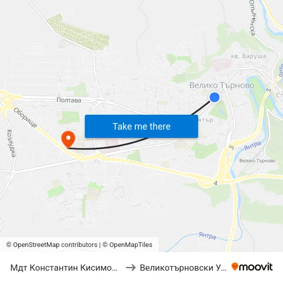 Мдт Константин Кисимов / Konstantin Kisimov Musical And Dramatic Theatre to Великотърновски Университет ""Св. Св. Кирил И Методий"" map