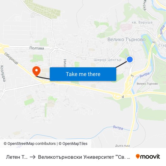 Летен Театър / Summer Theatre to Великотърновски Университет ""Св. Св. Кирил И Методий"" map