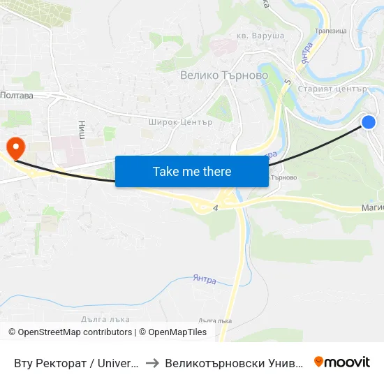 Вту Ректорат / University Of Veliko Tarnovo - Rectorate to Великотърновски Университет ""Св. Св. Кирил И Методий"" map