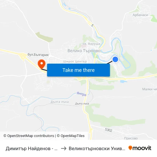 Димитър Найденов - Втора / Dimitar Naydenov - Second to Великотърновски Университет ""Св. Св. Кирил И Методий"" map