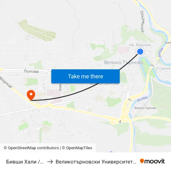 Бивши Хали / Ex Market Hall to Великотърновски Университет ""Св. Св. Кирил И Методий"" map