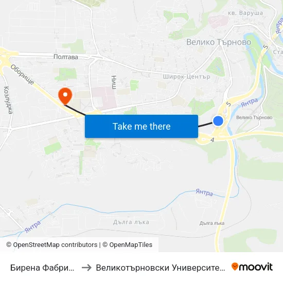 Бирена Фабрика / Beer Factory to Великотърновски Университет ""Св. Св. Кирил И Методий"" map