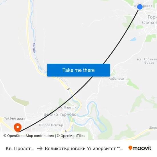 Кв. Пролет / Prolet Qr to Великотърновски Университет ""Св. Св. Кирил И Методий"" map