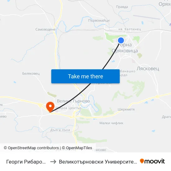 Георги Рибаров / Georgi Ribarov to Великотърновски Университет ""Св. Св. Кирил И Методий"" map