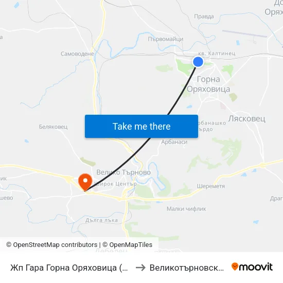 Жп Гара Горна Оряховица (Културен Дом) / Gorna Oryahovitsa Train Station (House Of Culture) to Великотърновски Университет ""Св. Св. Кирил И Методий"" map