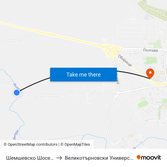 Шемшевско Шосе / Shemshevsko Shosse to Великотърновски Университет ""Св. Св. Кирил И Методий"" map