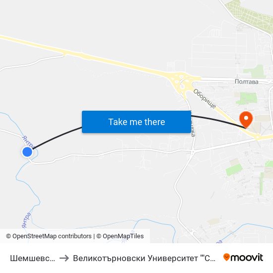 Шемшевско Шосе / Shemshevsko Shosse to Великотърновски Университет ""Св. Св. Кирил И Методий"" map