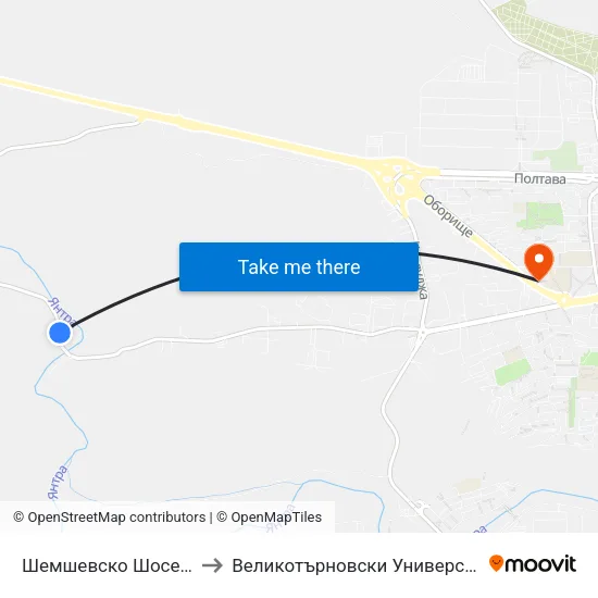 Шемшевско Шосе / Shemshevsko Shosse to Великотърновски Университет ""Св. Св. Кирил И Методий"" map