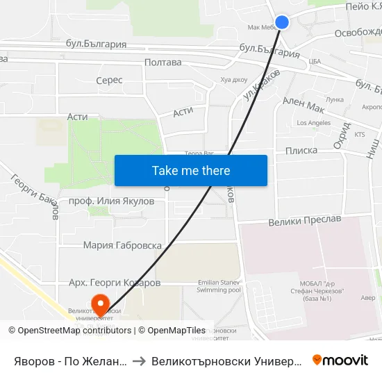 Яворов - По Желание / Yavorov - on Request to Великотърновски Университет ""Св. Св. Кирил И Методий"" map