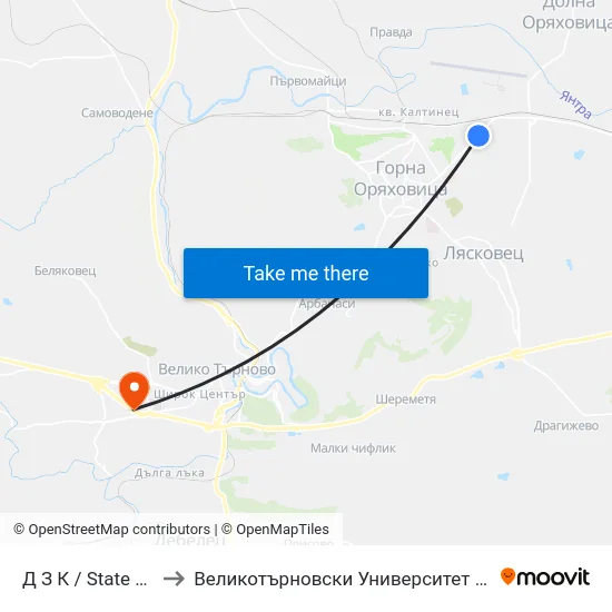Д З К / State Health Control to Великотърновски Университет ""Св. Св. Кирил И Методий"" map