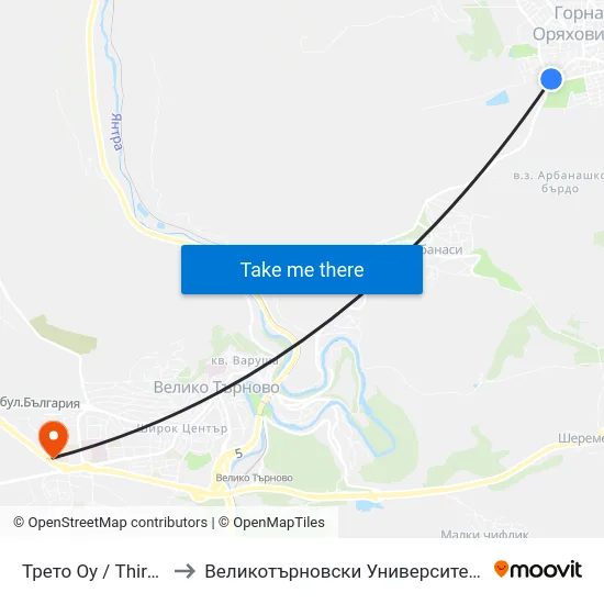 Трето Оу / Third Primary School to Великотърновски Университет ""Св. Св. Кирил И Методий"" map