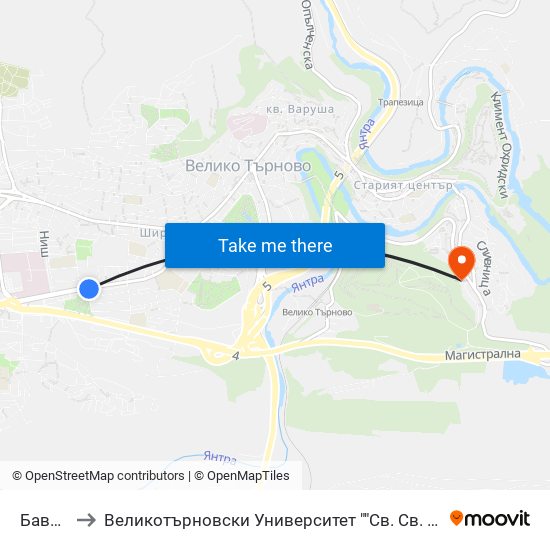 Бавария / Bavaria to Великотърновски Университет ""Св. Св. Кирил И Методий"" map