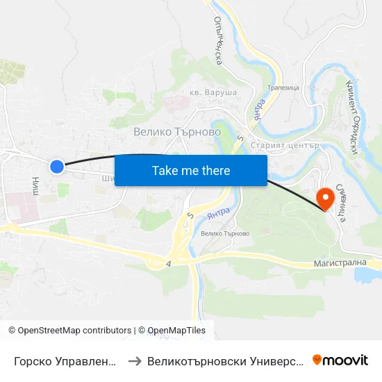 Горско Управление / Forest Management to Великотърновски Университет ""Св. Св. Кирил И Методий"" map