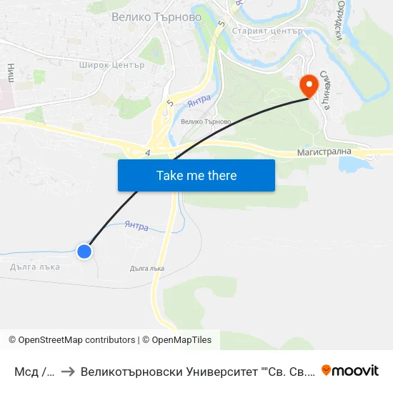 Мсд / Msd to Великотърновски Университет ""Св. Св. Кирил И Методий"" map