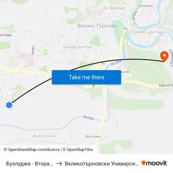 Бузлуджа - Втора / Buzludzha - Second to Великотърновски Университет ""Св. Св. Кирил И Методий"" map