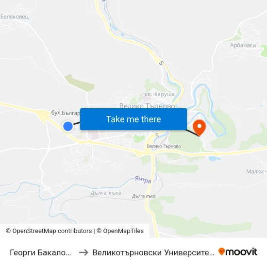 Георги Бакалов / Georgi Bakalov to Великотърновски Университет ""Св. Св. Кирил И Методий"" map